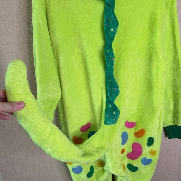 Moriah Elizabeth One Piece Jumpsuit Pickle Fleece Pajama Kids Medium Green Dino - Picture 9 of 13